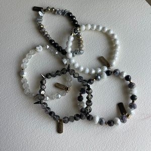 Erimish “Talon” 5 Stack - EXTENDED SIZE FITS TO 8 “ wrist size black & white